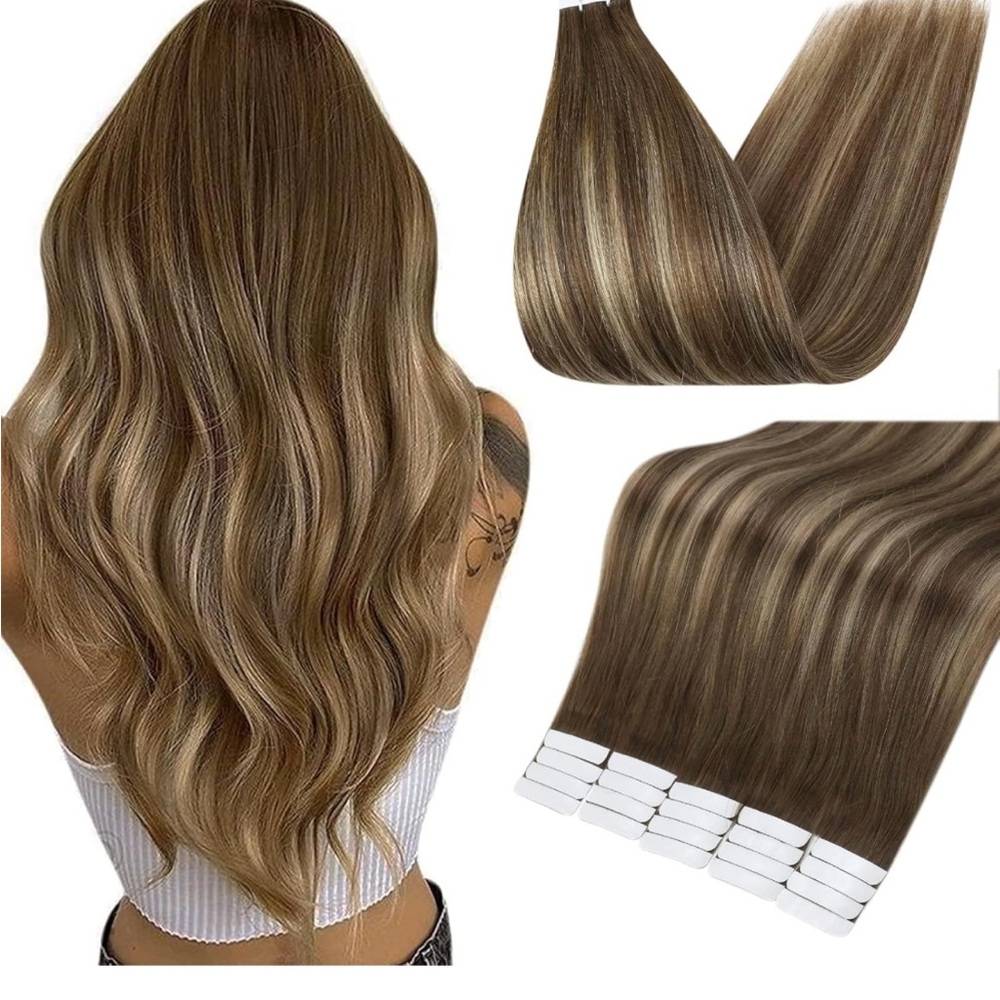 Full Shine Balayage Tape-in Hair Extensions Human Hair Remy Hair 18 Inch